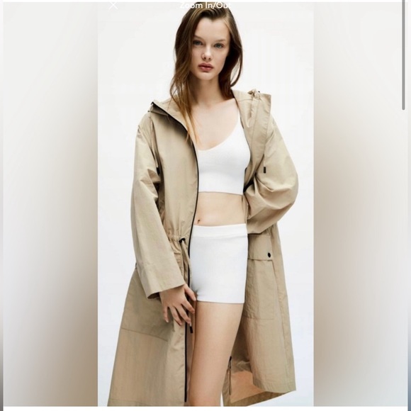 ZARA HOODED PARKA WITH DRAW STRING WAIST - Picture 1 of 7